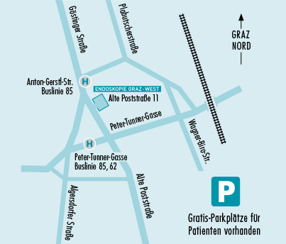 Lageplan - Endoskopie Graz - West, Alte Poststra&szlig;e 11 • 8020 Graz